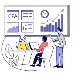 Business meeting with analytics presentation charts