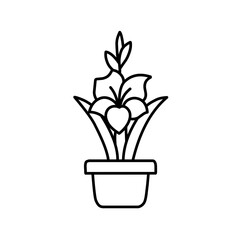 Pretty gladiolus flower sketch vector illustration, use as icon or sticker will look good, gladiolus flower logo.