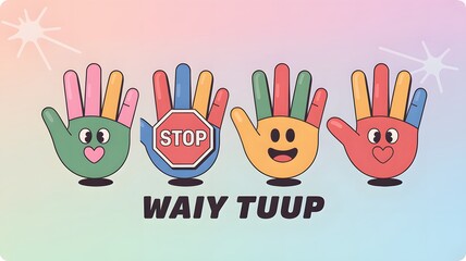 A set of hands with different colors