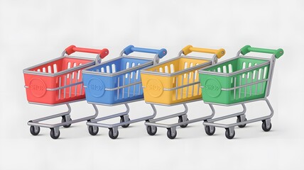 A group of shopping carts