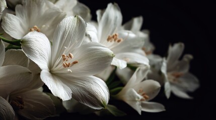 Obraz premium Elegant White Lilies in Dark Backdrop: A Still Life Floral Masterpiece