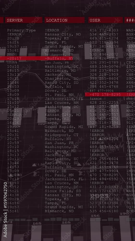 Poster Data processing animation with codes and numbers over digital interface background