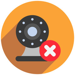 Fototapeta premium Camera Off rounded flat color, mini illustration icon. use for modern concept, print, UI, UX kit, web and app development. Vector related to remote working, work from home