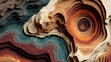 Abstract Topographic Terrain with Concentric Waves and Earthy Tones