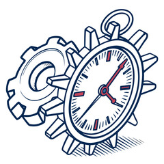 Clockwork time mechanism with gear cogwheel