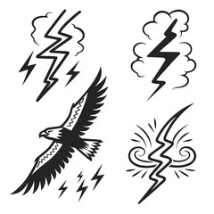 Eagle lightning bolt storm cloud bird flying