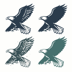 Four stylized eagles in flight falcon hawk