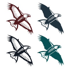 Obraz premium Four stylized eagles in flight falcon hawk