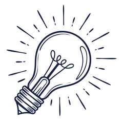 Glowing lightbulb line art symbol idea innovation
