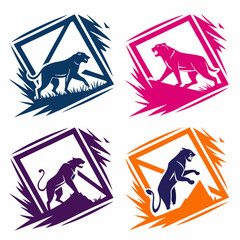 Panther geometric icons big cat wild animal