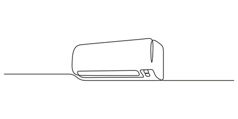 Continuous one line drawing of indoor Air Conditioner. Air conditioner one line art vector illustration