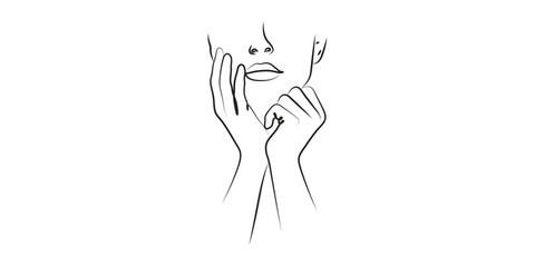 Abstract woman face single line drawing. Line art Print. Cosmetics logo. Fashion sketch. Vector illustration