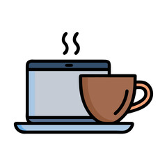 cup of coffee with laptop