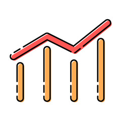 おしゃれな棒グラフ 破線 ベクターデータ チラシ・Web・動画素材 赤 黄色