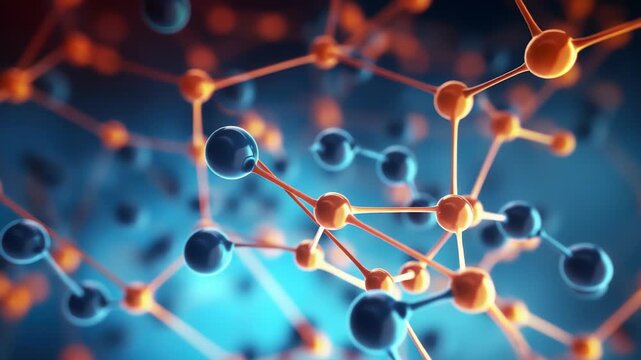 molecule or atom, Abstract structure for Science or medical background, 3d illustration, science, atom, abstract, chemistry, structure, blue, chemical, background