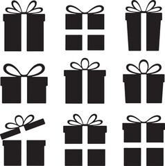 Gift boxes with bows present ribbon