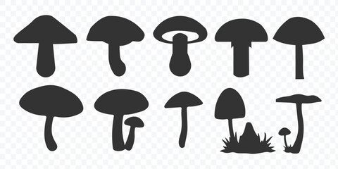 minimal black and white mushroom outline icons