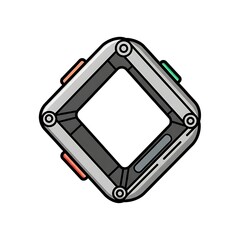 Futuristic Square Frame with Rounded Edges and Metallic Accents on White