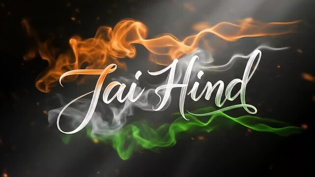 Jai Hind India Flag Celebration with Smoke and Typography