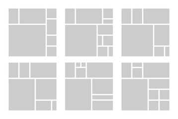 Set of clean and balanced bento grid in square format can be used for digital scrapbook or presentation frame