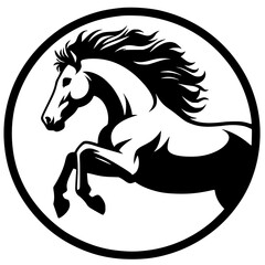 Horse portrait silhouette in circle