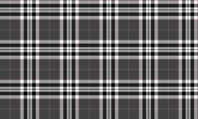 Seamless plaid pattern, dark grey, black, white. Modern classic design for textiles, clothing, skirts and pants. Add a sleek look to any fashion style, vector illustration.
