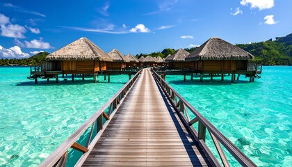 Tropical overwater bungalows