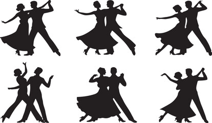 Silhouette Sensations Ballroom Dancers in Elegant Poses Expressing Graceful Movement and Fluidity Depicting Romance Rhythms and the Joy of the Dance