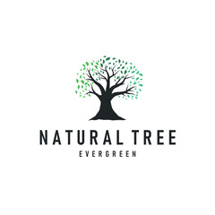Obraz premium Tree logo design, natural beauty of green earth plants design as a simple and minimalist illustration vector template