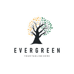 Tree logo design, natural beauty of green earth plants design as a simple and minimalist illustration vector template