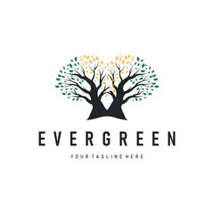 Tree logo design, natural beauty of green earth plants design as a simple and minimalist illustration vector template