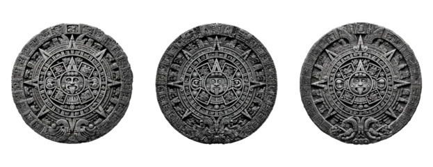 Aztec Calendar Stone Set on Transparent Background for Design Use