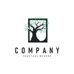Tree logo design, natural beauty of green earth plants design as a simple and minimalist illustration vector template