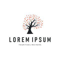 Tree logo design, natural beauty of green earth plants design as a simple and minimalist illustration vector template
