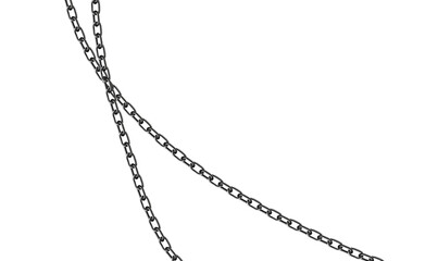 Realistic Vector Illustration of Thin Black Metal Chains Overlapping on White Background for Industrial and Graphic Design Use