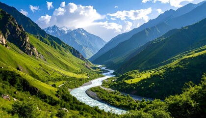 Fototapeta premium Mountain valley river scenic