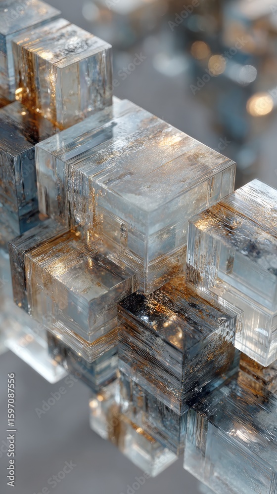 Aufkleber Abstract arrangement of translucent cubes form background image