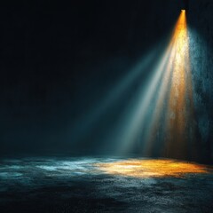 Spotlight illuminates dark concrete surface background image