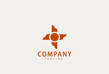 Traditional Abstract Sun and Wing Icon in Orange for Culture, Nature, or Creative Business Branding.Vector eps 10