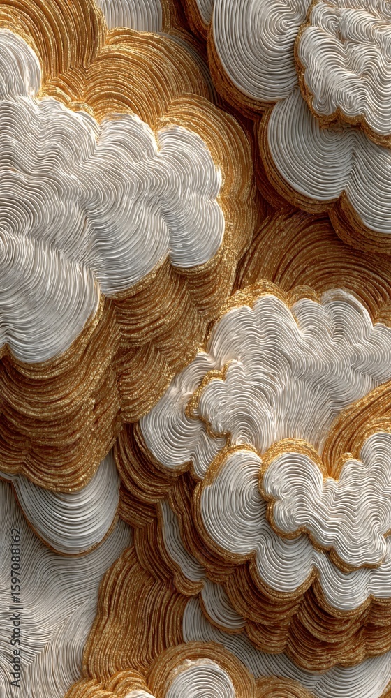 Aufkleber Layered gold and white textured cloud pattern background image