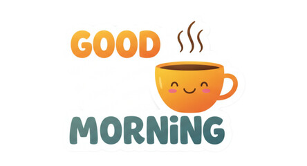 cup of coffee and good morning text 