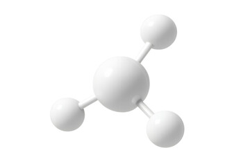 Rotating white molecular structure in 3d rendering, symbolizing scientific innovation against transparent backdrop