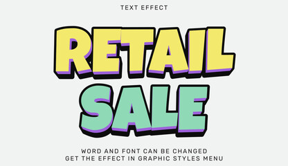 Obraz premium Retail sale text effect in 3d design