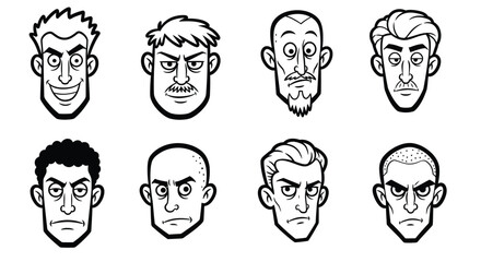 set of funny cartoon faces, expresion potrait, illustration. drawing. icons