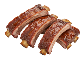 Delicious Barbecue Ribs A Close-Up of Tender, Smoked Meat with Tangy Sauce, Perfect for Grilling, Parties, or Food Photography Projects. Yummy Meal and Dinner Idea