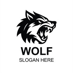 Fierce Wolf Head Logo Aggressive Canine Mascot Vector Design