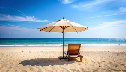 Fototapeta premium Tranquil Beach Scene: Relaxation Under the Summer Sun