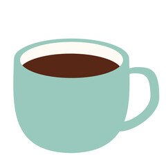 水色のマグカップに入ったコーヒーのシンプルでかわいいイラスト