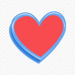 Doodle hand drawn heart drawing on white background