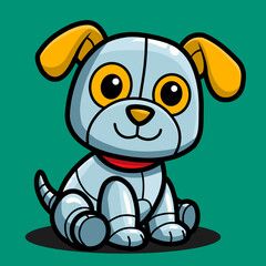 Cute Robot Puppy – Cartoon Dog Bot Illustration